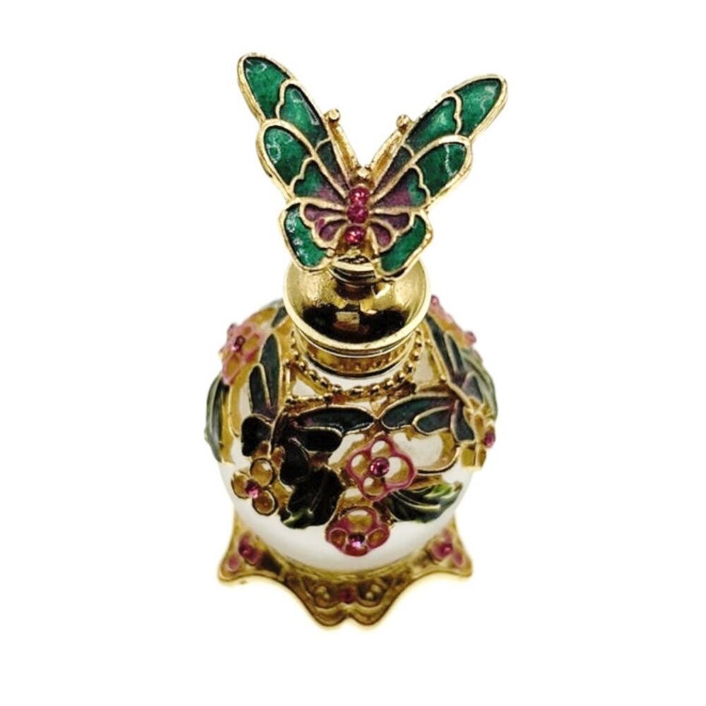 Butterfly and Flowers Decorated Glass Perfume Bottle